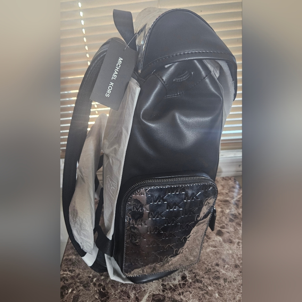 Michael Kors Cooper Medium Metallic Logo Debossed backpack Silver $528 - Picture 6 of 7